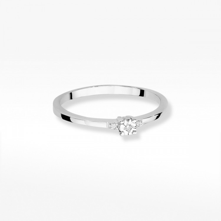 Pierścionek z białego złota z diamentami  - próba 585 0,02CT W-464B