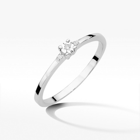 Pierścionek z białego złota z diamentami  - próba 585 0,02CT W-464B