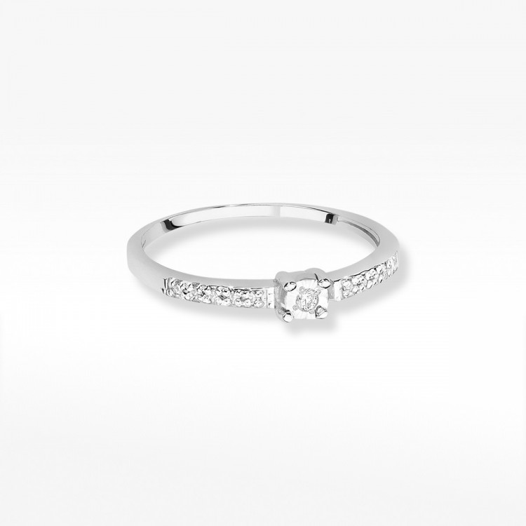 Pierścionek z białego złota z diamentami  - próba 585 0,07CT W-467B