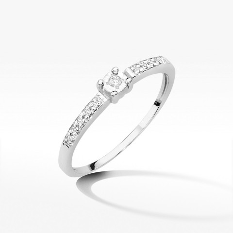 Pierścionek z białego złota z diamentami  - próba 585 0,07CT W-467B