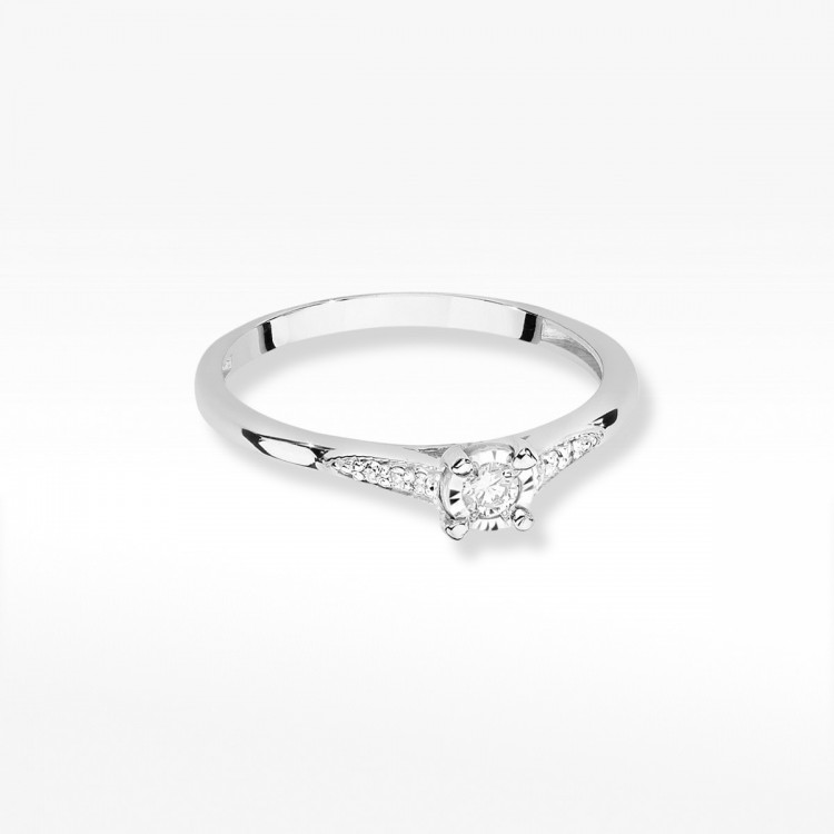 Pierścionek z białego złota z diamentami  - próba 585 0,11CT W-466B
