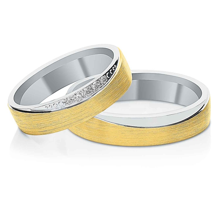 Obrączki ślubne z żółto-białego złota 5mm płaskie