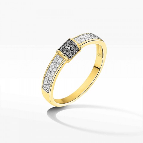 Pierścionek z żółtego złota z czarnymi diamentami - próba 585 0,33CT PV-050A