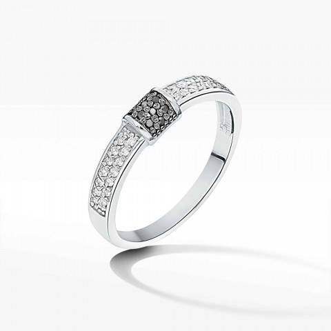 Pierścionek z białego złota z czarnymi diamentami - próba 585 0,33CT PV-050B