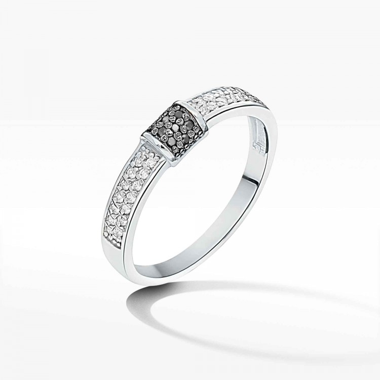 Pierścionek z białego złota z czarnymi diamentami - próba 585 0,33CT PV-050B