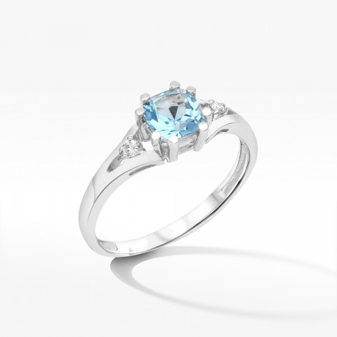 Pierścionek z białego złota z topazem Swiss - próba 585 0,729CT PV-056B