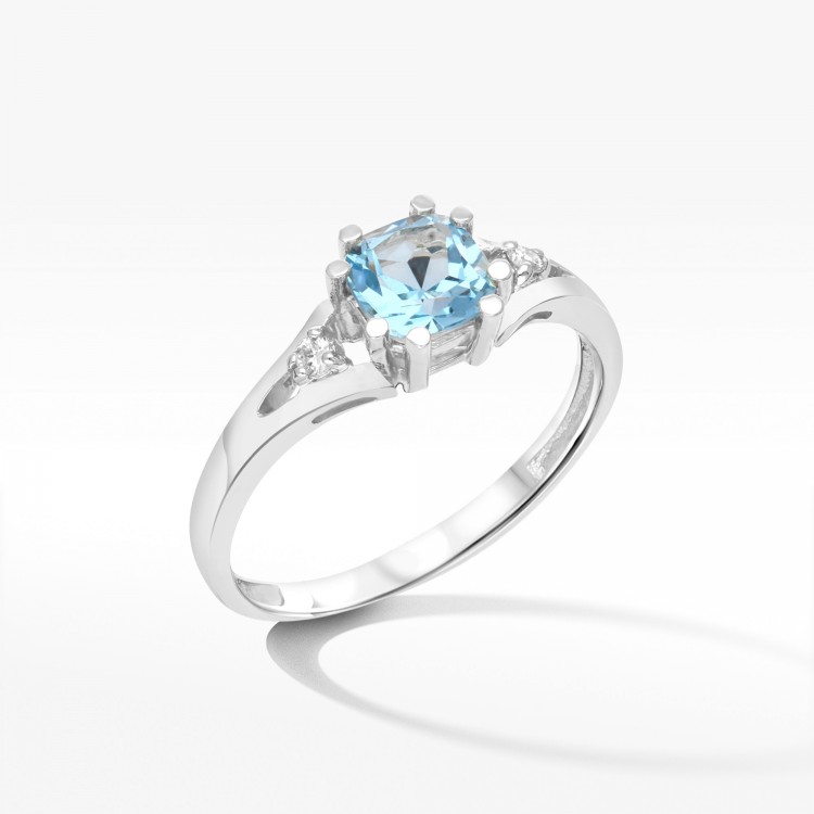 Pierścionek z białego złota z topazem Swiss - próba 585 0,729CT PV-056B