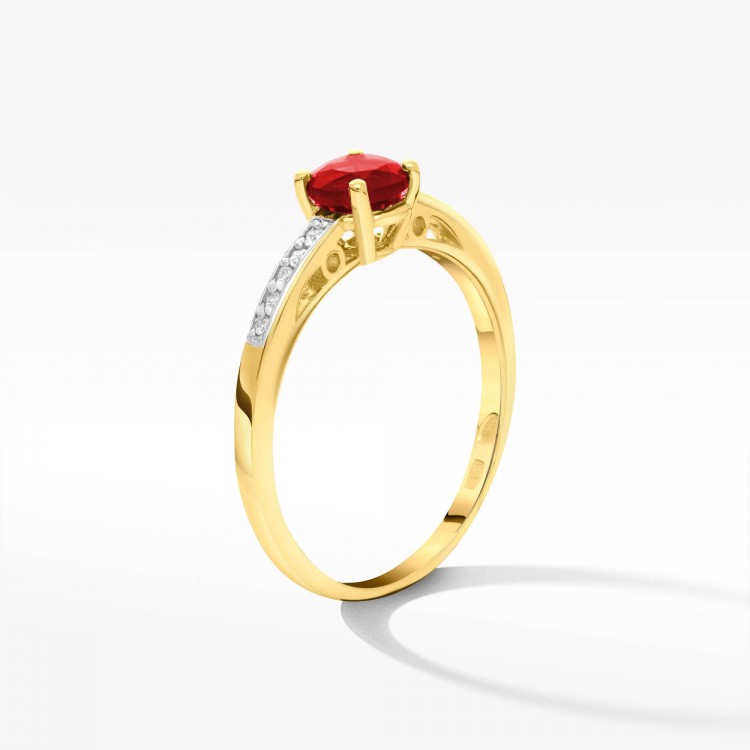 Pierścionek z żółtego złota z rubinem - próba 585 0,65CT PV-057AR