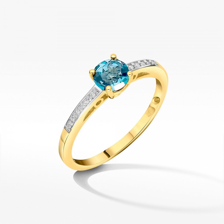 Pierścionek z żółtego złota z topazem Swiss - próba 585 0,55CT PV-057AT