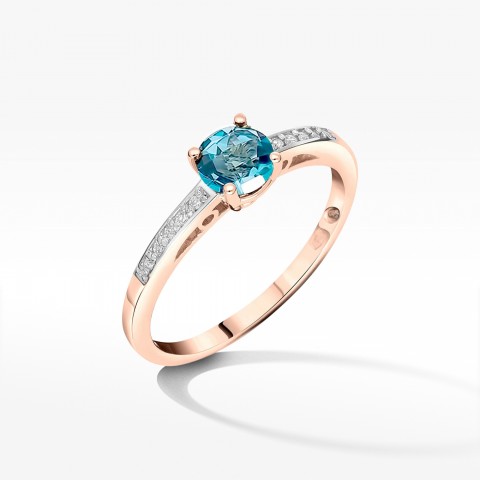 Pierścionek z różowego złota z topazem Swiss - próba 585 0,55CT PV-057CT