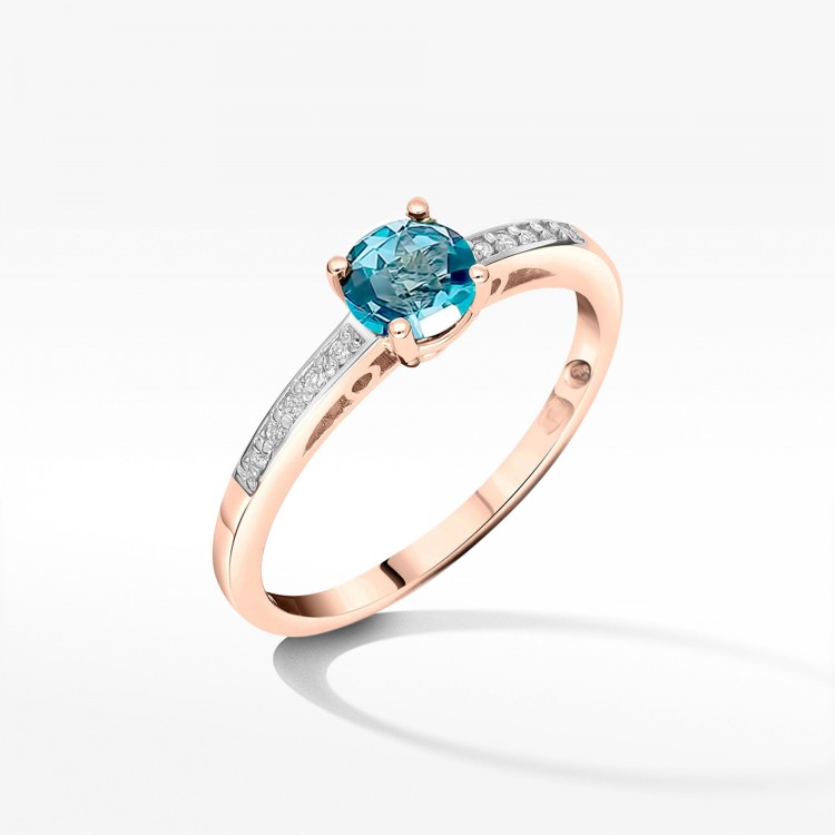 Pierścionek z różowego złota z topazem Swiss - próba 585 0,55CT PV-057CT