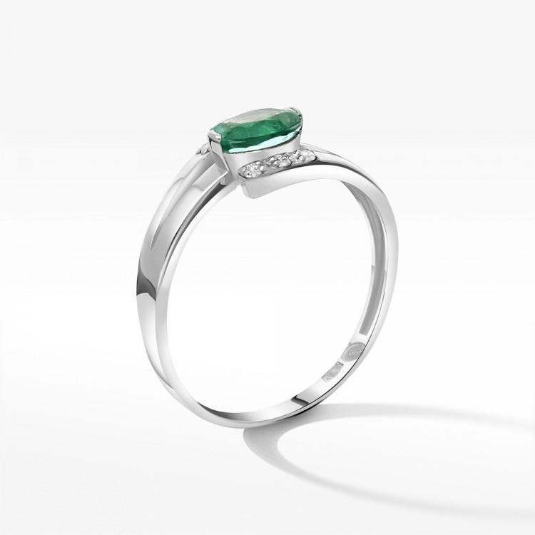Pierścionek z białego złota ze szmaragdem - próba 585 0,452CT PV-072BSZ