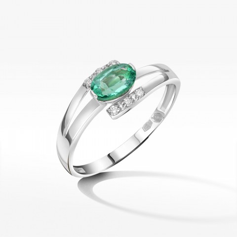 Pierścionek z białego złota ze szmaragdem - próba 585 0,452CT PV-072BSZ