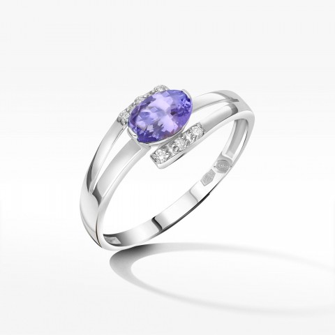 Pierścionek z białego złota z tanzanitem - próba 585 0,452CT PV-072BTAN