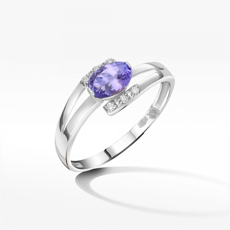 Pierścionek z białego złota z tanzanitem - próba 585 0,452CT PV-072BTAN