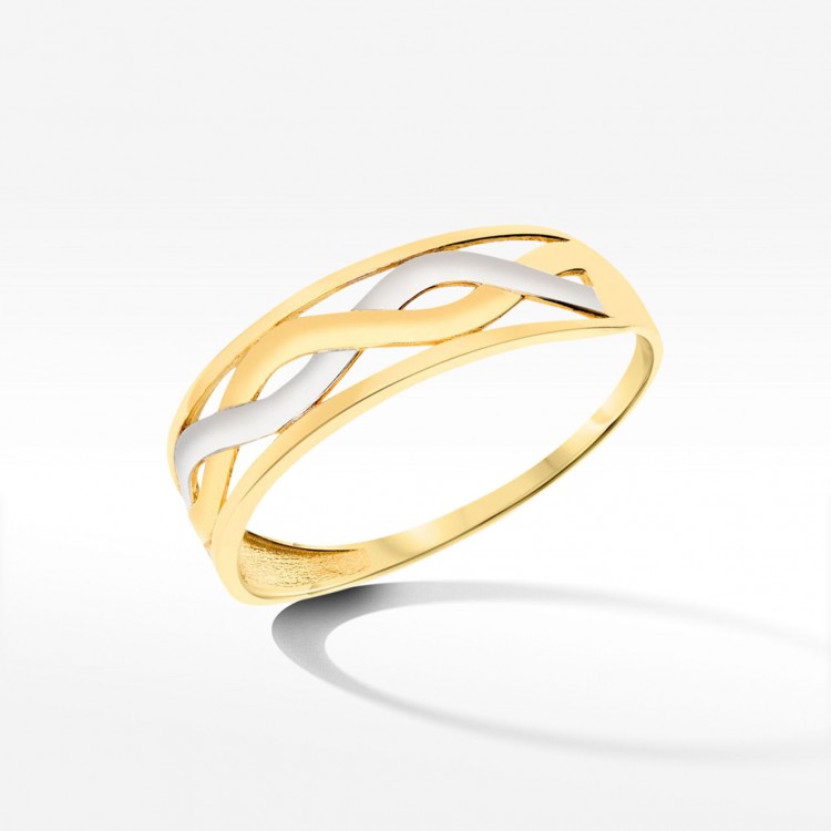 Dwukolorowy pierścionek ze złota