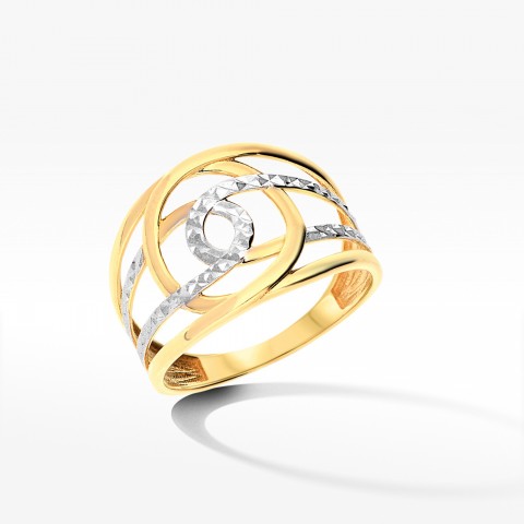 Dwukolorowy pierścionek ze złota