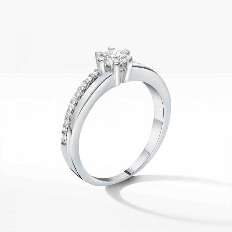 Pierścionek z białego złota z diamentami  - próba 585 0,40CT PV-082B