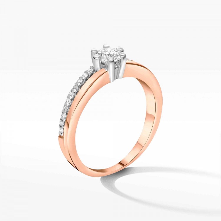 Pierścionek z różowego złota z diamentami  - próba 585 0,40CT PV-082C
