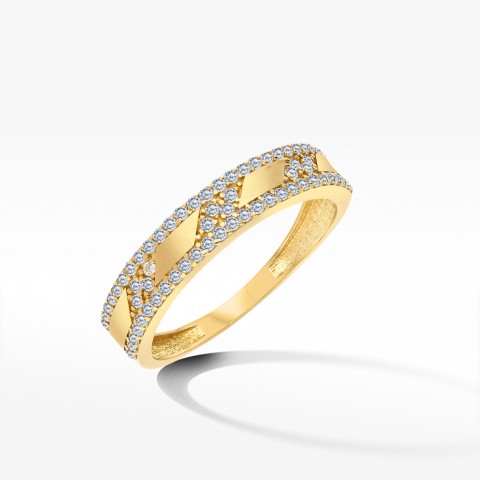 Niepowtarzalny pierścionek ze złota z cyrkoniami