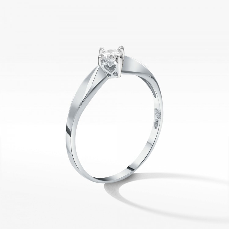 Pierścionek z białego złota z diamentem - próba 585 0,12CT PV-091B