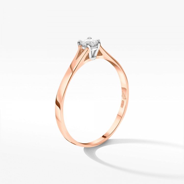 Pierścionek z różowego złota z diamentem - próba 585 0,20CT PV-094C