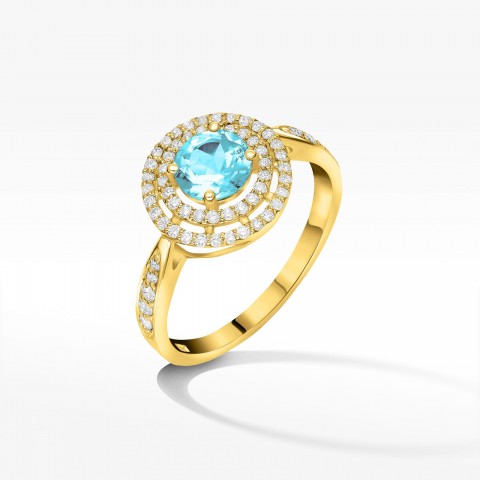 Pierścionek z żółtego złota z topazem Swiss - próba 585 1,174CT PV-096AT
