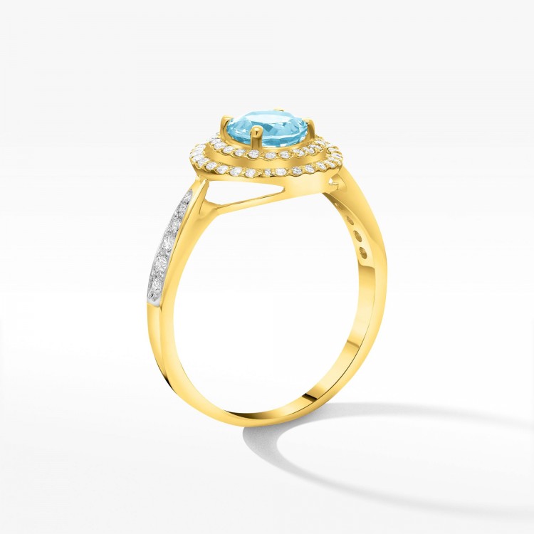 Pierścionek z żółtego złota z topazem Swiss - próba 585 1,174CT PV-096AT