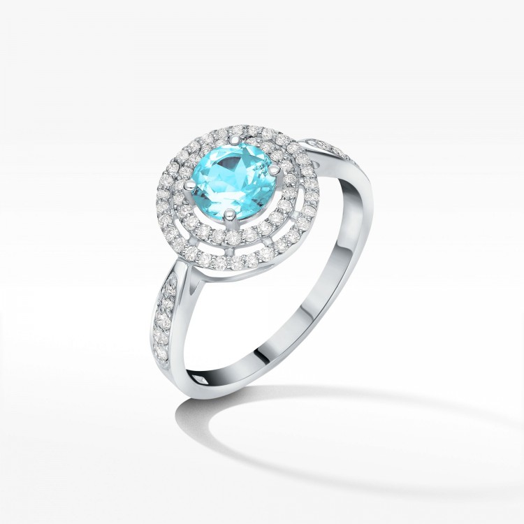 Pierścionek z białego złota z topazem Swiss - próba 585 1,174CT PV-096BT