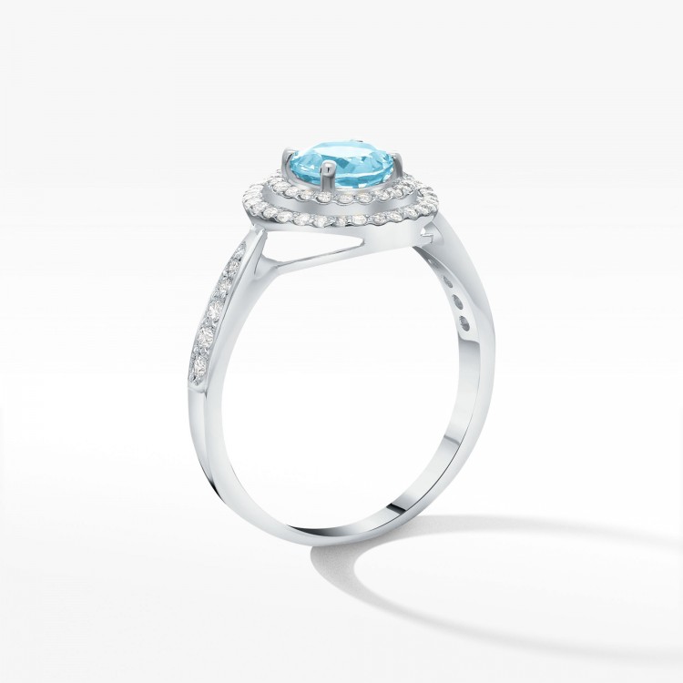 Pierścionek z białego złota z topazem Swiss - próba 585 1,174CT PV-096BT
