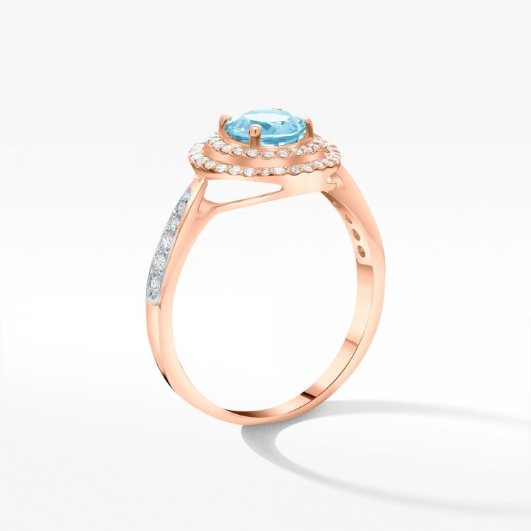 Pierścionek z różowego złota z topazem Swiss - próba 585 1,174CT PV-096CT