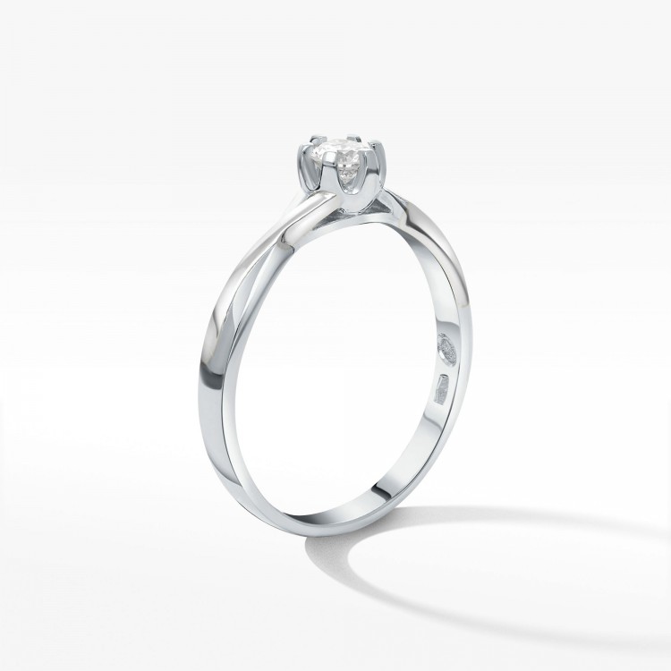 Pierścionek z białego złota z diamentem - próba 585 0,12CT PV-101B