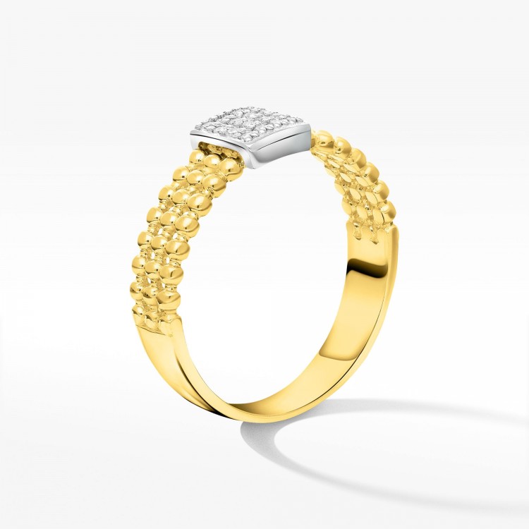 Pierścionek z żółtego złota z diamentami  - próba 585 0,08CT PV-102A