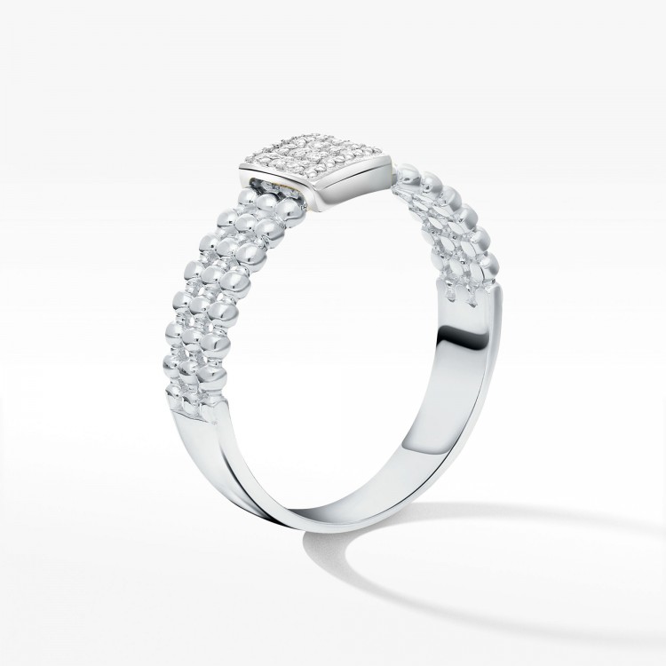 Pierścionek z białego złota z diamentami  - próba 585 0,08CT PV-102B