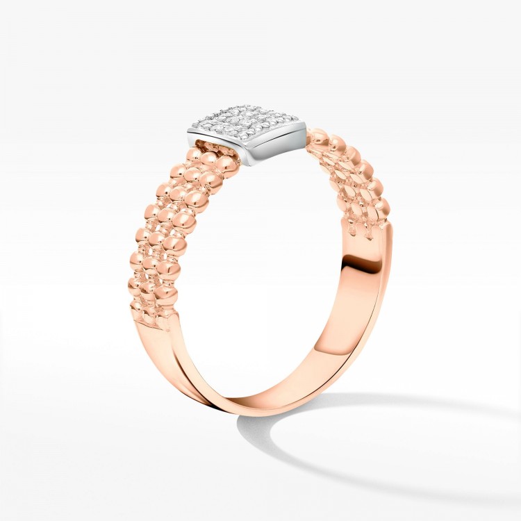 Pierścionek z różowego złota z diamentami  - próba 585 0,08CT PV-102C