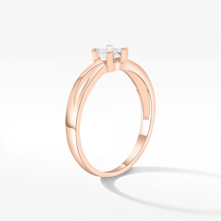 Pierścionek z różowego złota z diamentem - próba 585 0,08CT PV-130C