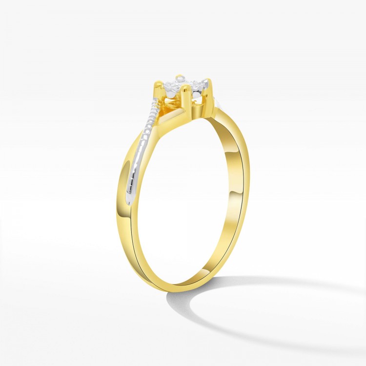 Pierścionek z żółtego złota z diamentem - próba 585 0,08CT PV-131A