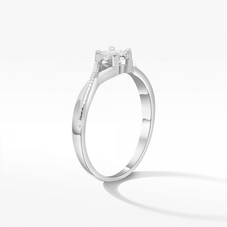 Pierścionek z białego złota z diamentem - próba 585 0,08CT PV-131B
