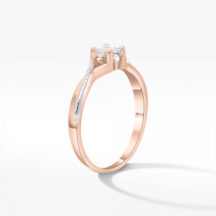 Pierścionek z różowego złota z diamentem - próba 585 0,08CT PV-131C