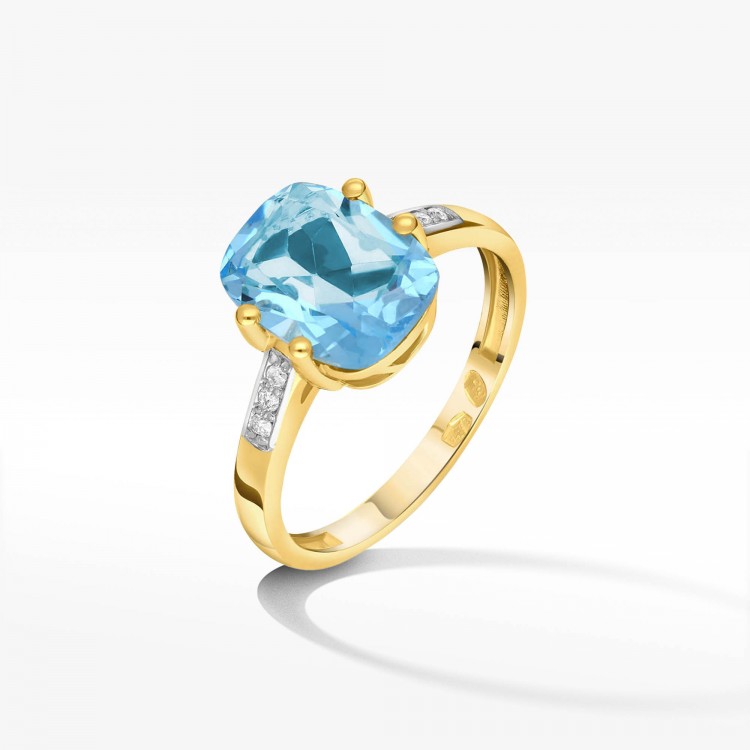Pierścionek z żółtego złota z topazem Swiss - próba 585 2,43CT PV-137AT