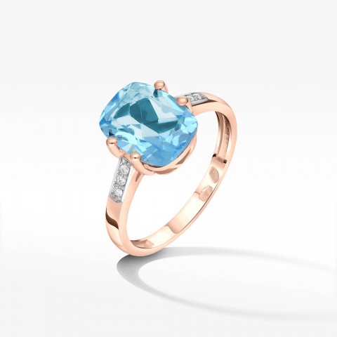 Pierścionek z różowego złota z topazem Swiss - próba 585 2,43CT PV-137CT