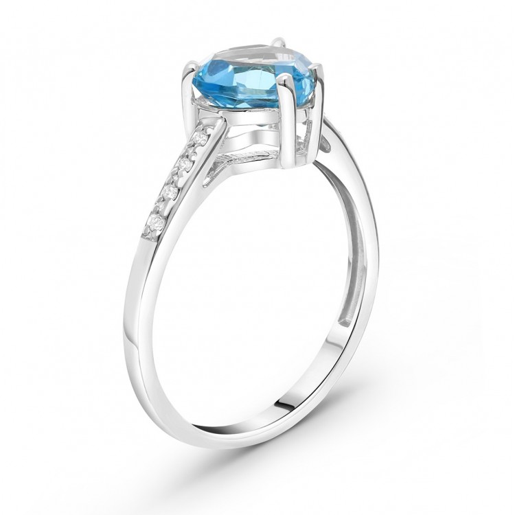 Pierścionek z białego złota z topazem Swiss - próba 585 1,24CT PV-053BT