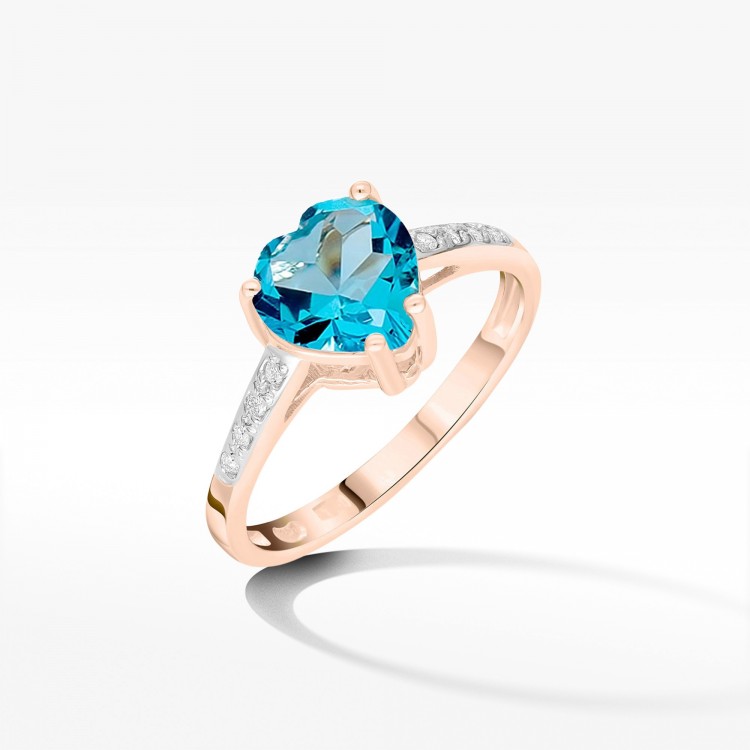 Pierścionek z różowego złota z topazem Swiss - próba 585 1,24CT PV-053CT