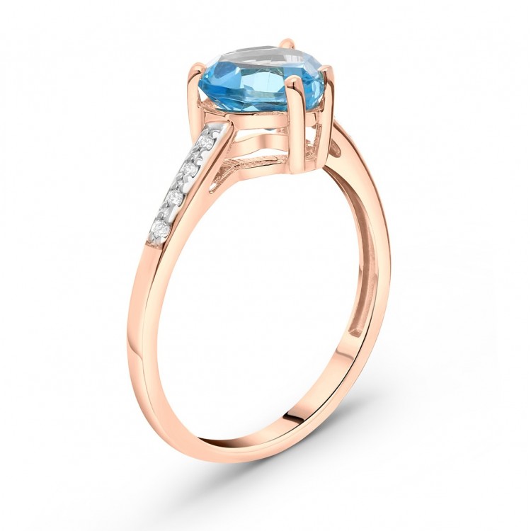 Pierścionek z różowego złota z topazem Swiss - próba 585 1,24CT PV-053CT