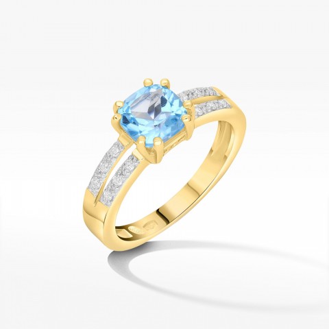 Pierścionek z żółtego złota z topazem Swiss - próba 585 1,16CT PV-142AT