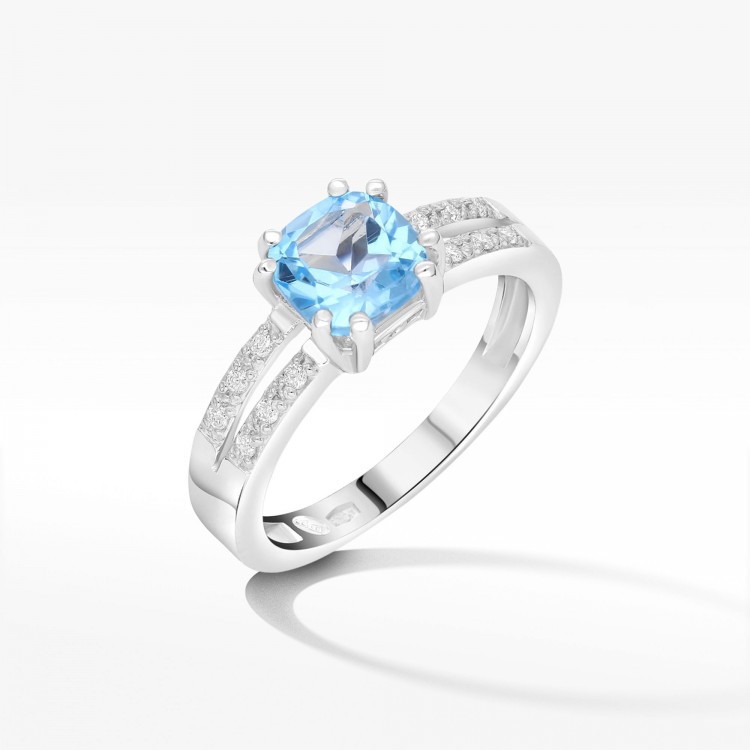 Pierścionek z białego złota z topazem Swiss - próba 585 1,16CT PV-142BT