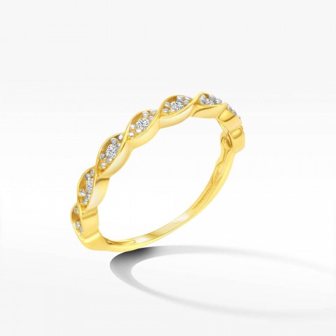Zdobiony złoty pierścionek z cyrkoniami