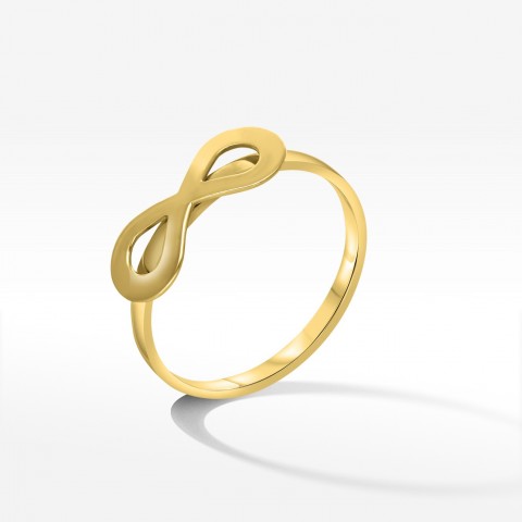Złoty pierścionek z symbolem nieskończoności