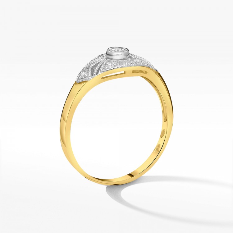 Spektakularny złoty pierścionek z brylantami