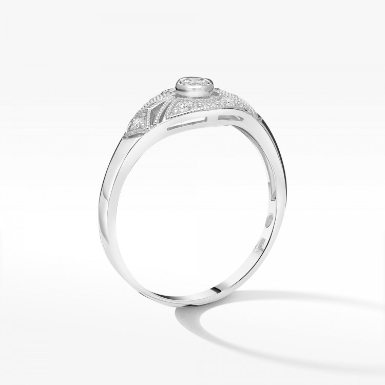 Pierścionek z białego złota z diamentami  - próba 585 0,19CT PV-164B